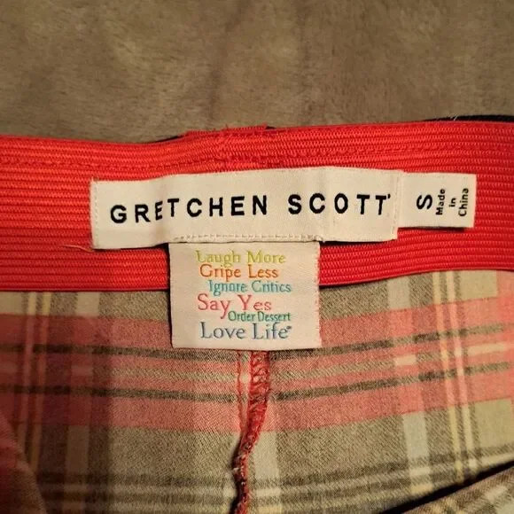 Gretchen Scott Gripe Less Tartan Pull-on Plaid Pants Size Small Ankle Crop - Picture 11 of 13